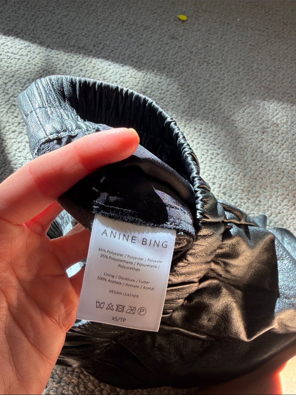 Anine Bing Black Faux Leather High-Waist Shorts - Picture 3 of 3
